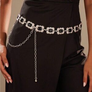 Vintage Geometric Silver Metal Chain Belt NEW 🏷️